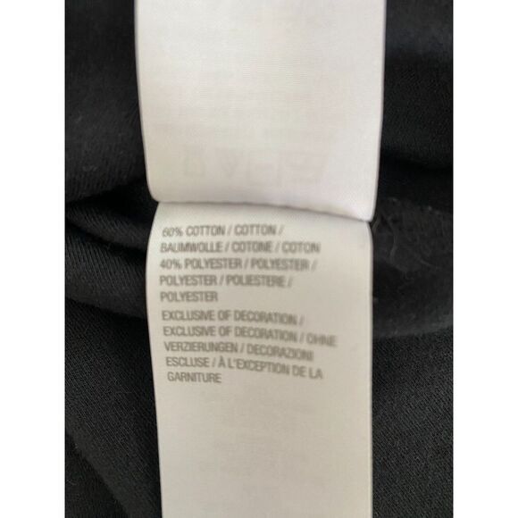 Quacker Factory T-Shirt Women Large Black Bling Cotton Scallop Sleeve Round Neck - Picture 6 of 10